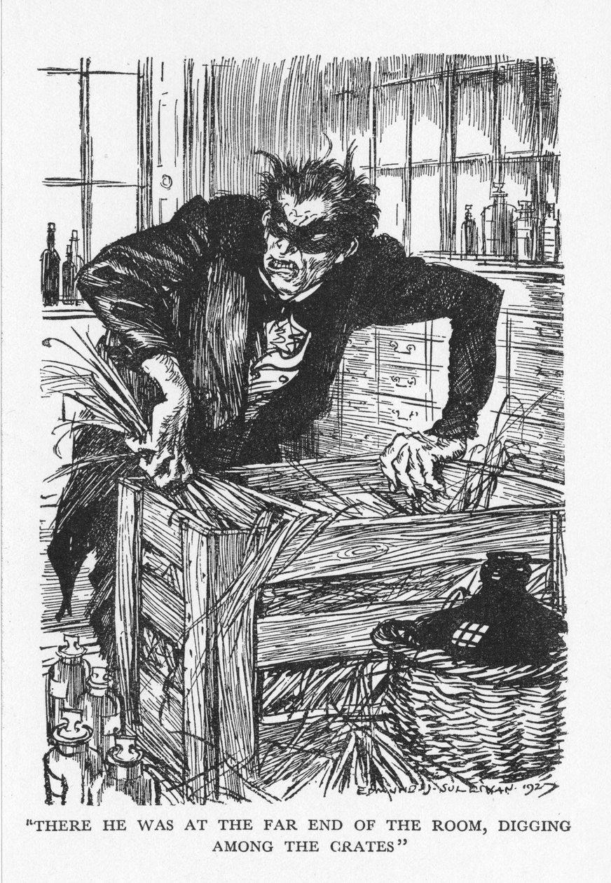 Scene fra The Strange Case of Dr Jekyll and Mr Hyde av Robert Louis Stevenson, 1927 av Edmund Joseph Sullivan