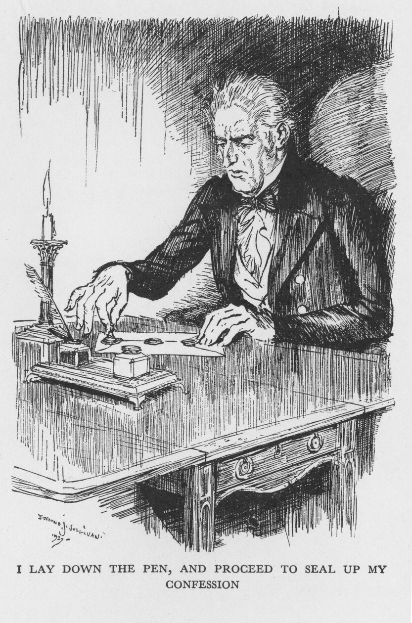Scene fra The Strange Case of Dr Jekyll and Mr Hyde av Robert Louis Stevenson, 1927 av Edmund Joseph Sullivan