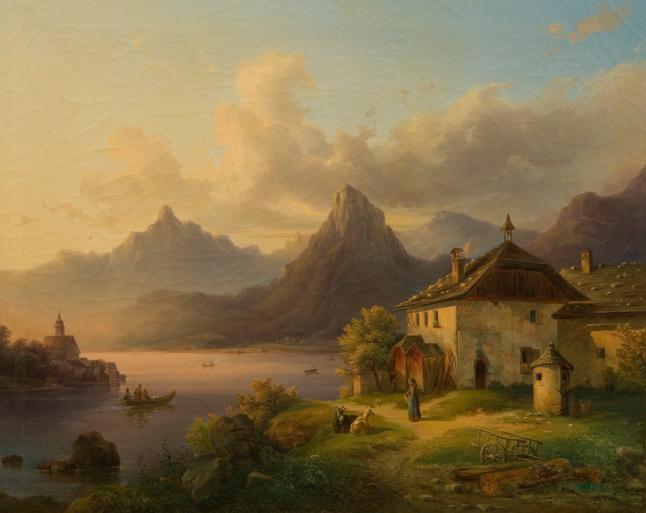 Landskap med fjellvann av Edmund Mahlknecht