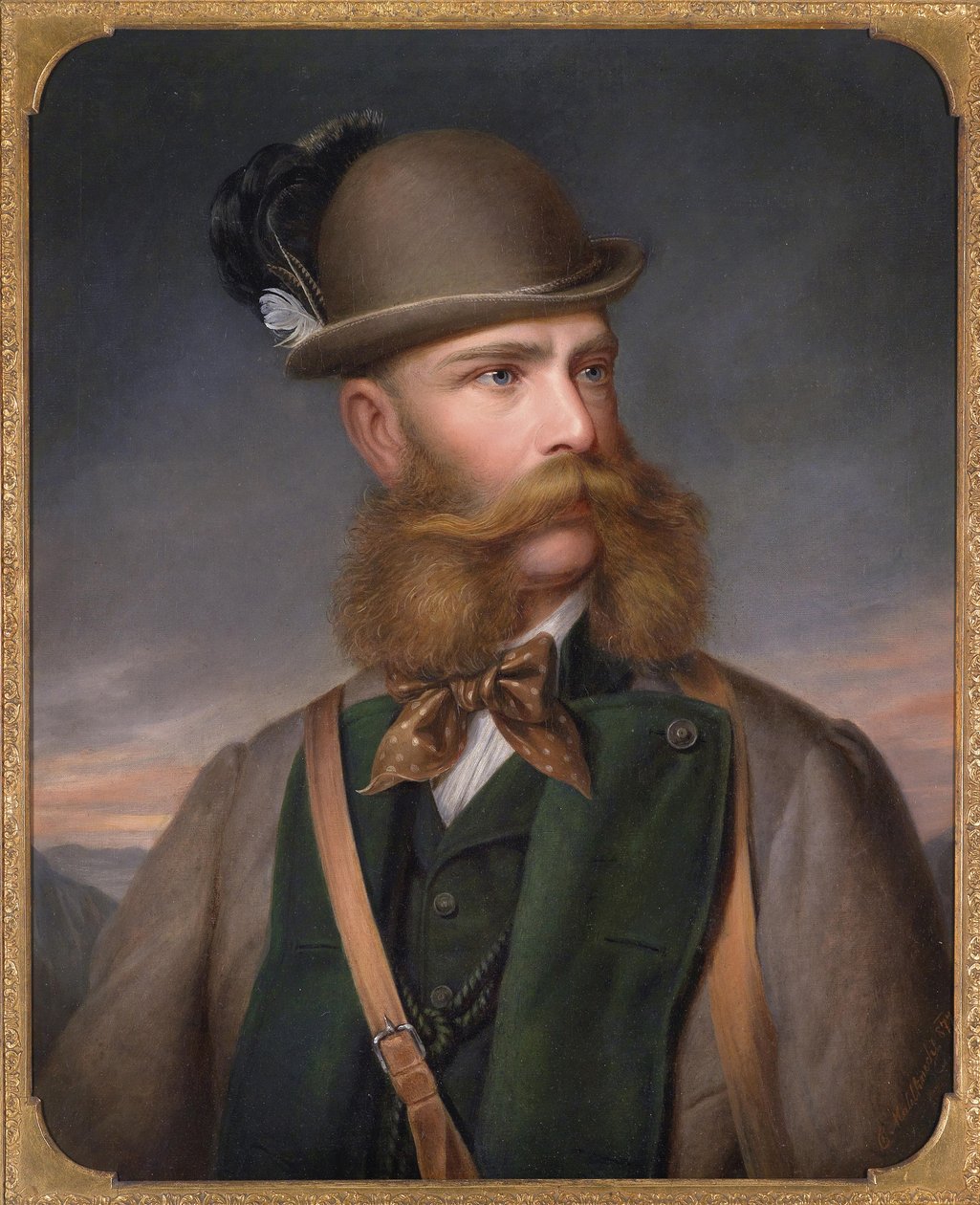 Portrett av Franz Joseph I av Østerrike i jaktdrakt, 1877 av Edmund Mahlknecht