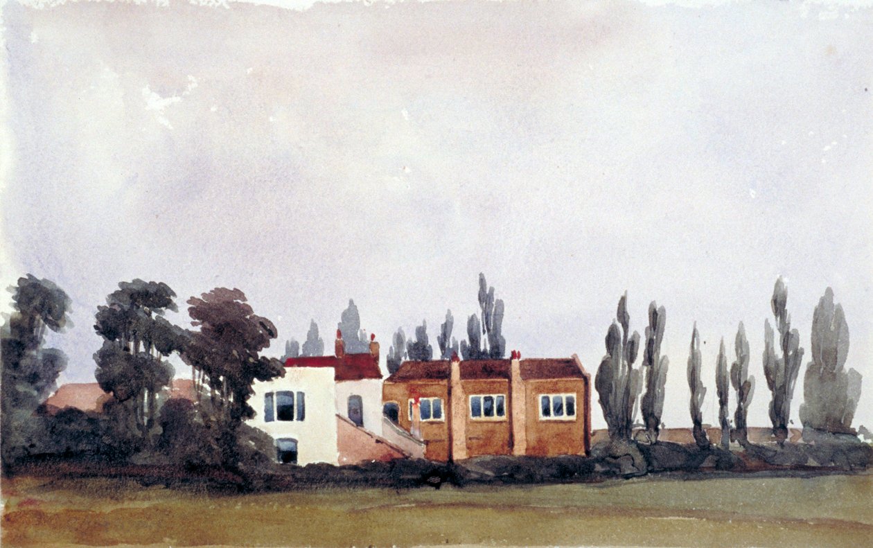 Østutsikt over Chalk Farm Tavern, St Pancras, London, 1836 av Edmund Marks