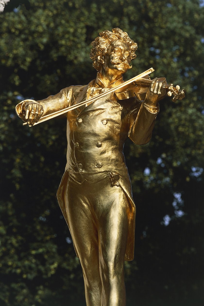 Statue av en musiker, Johann Strauss Statue, Wien, Østerrike av Edmund Ritter von Hellmer