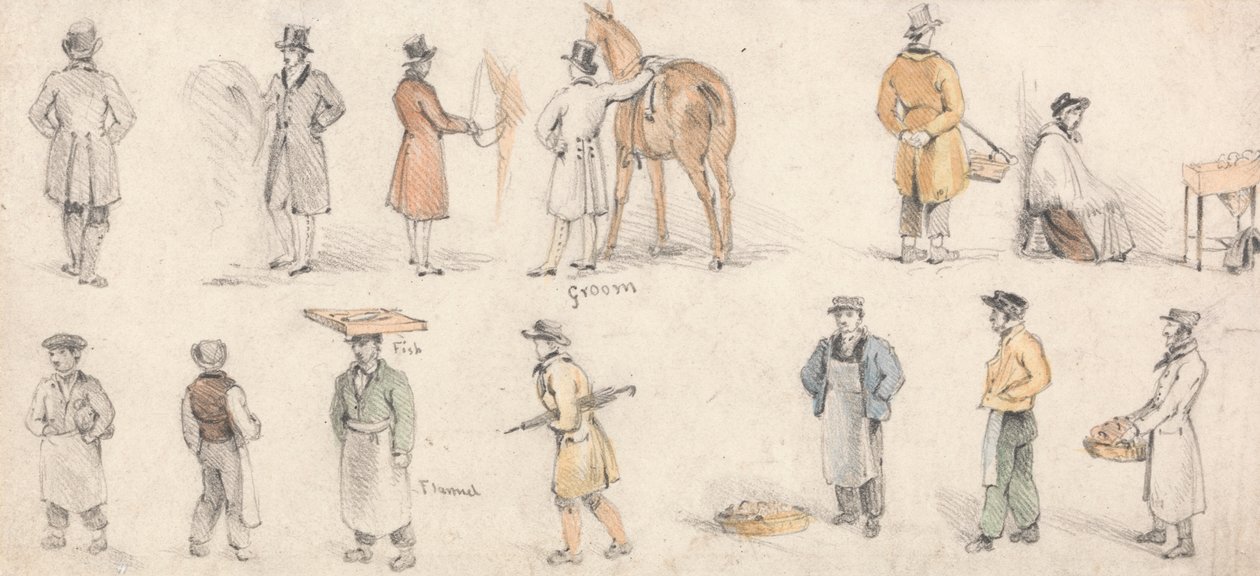 Studier av handelsmenn og brudgom av Edmund Thomas Parris