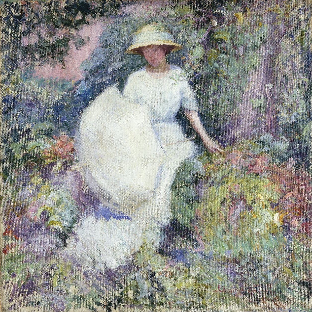 Jente med parasoll (olje på lerret) av Edmund William Greacen