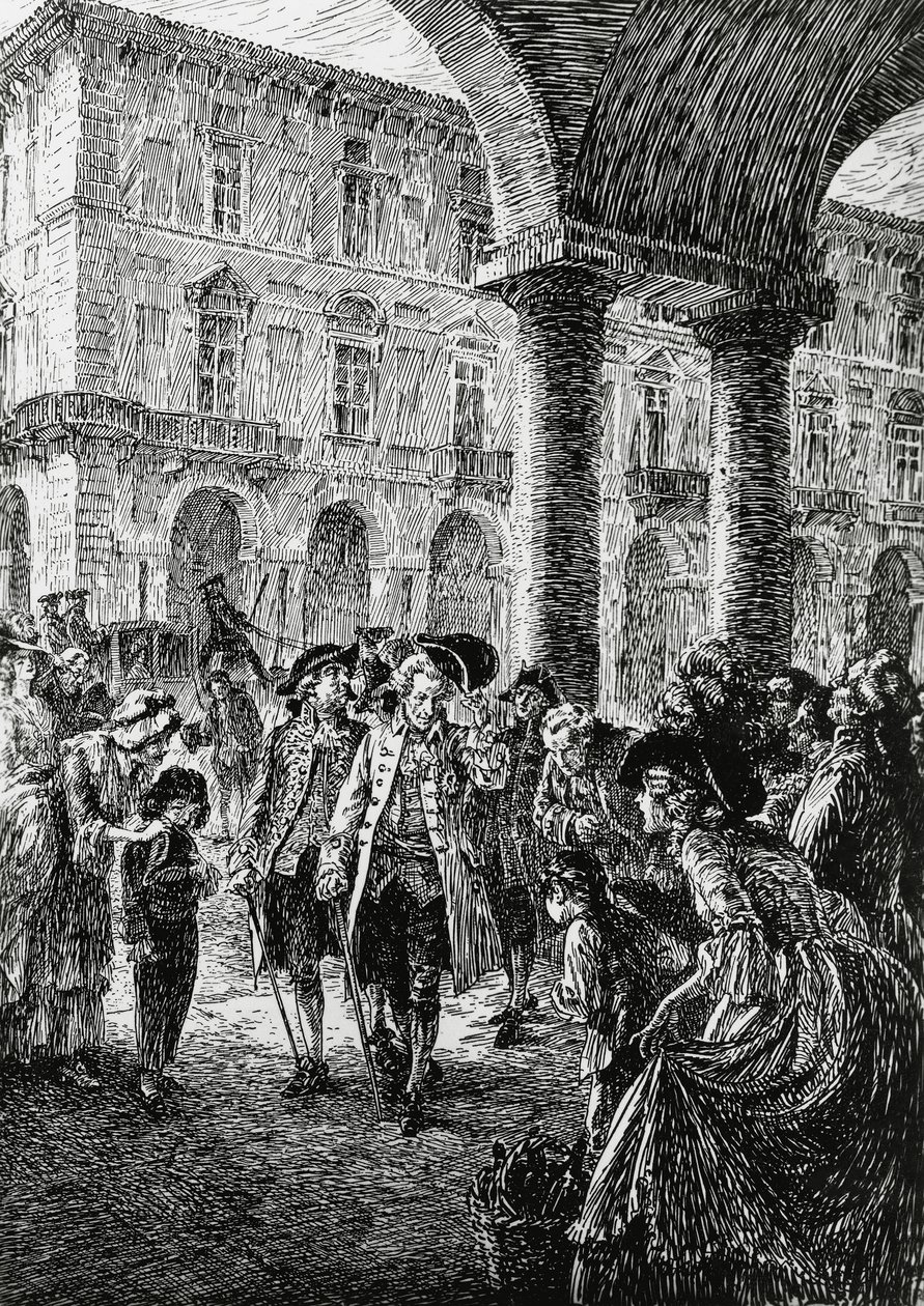 Møte under Torinos arkader, illustrasjon for Stormen, Satet, Torino av Edoardo Calandra