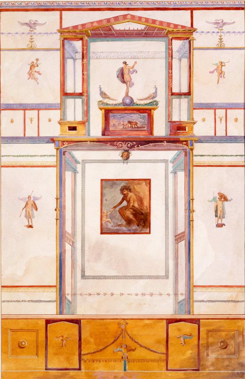 Diptykon med den gigantiske polyfem, veggdekorasjon fra huset til Dominus M Lucretius, Pompeii av Edouard Clerievanse