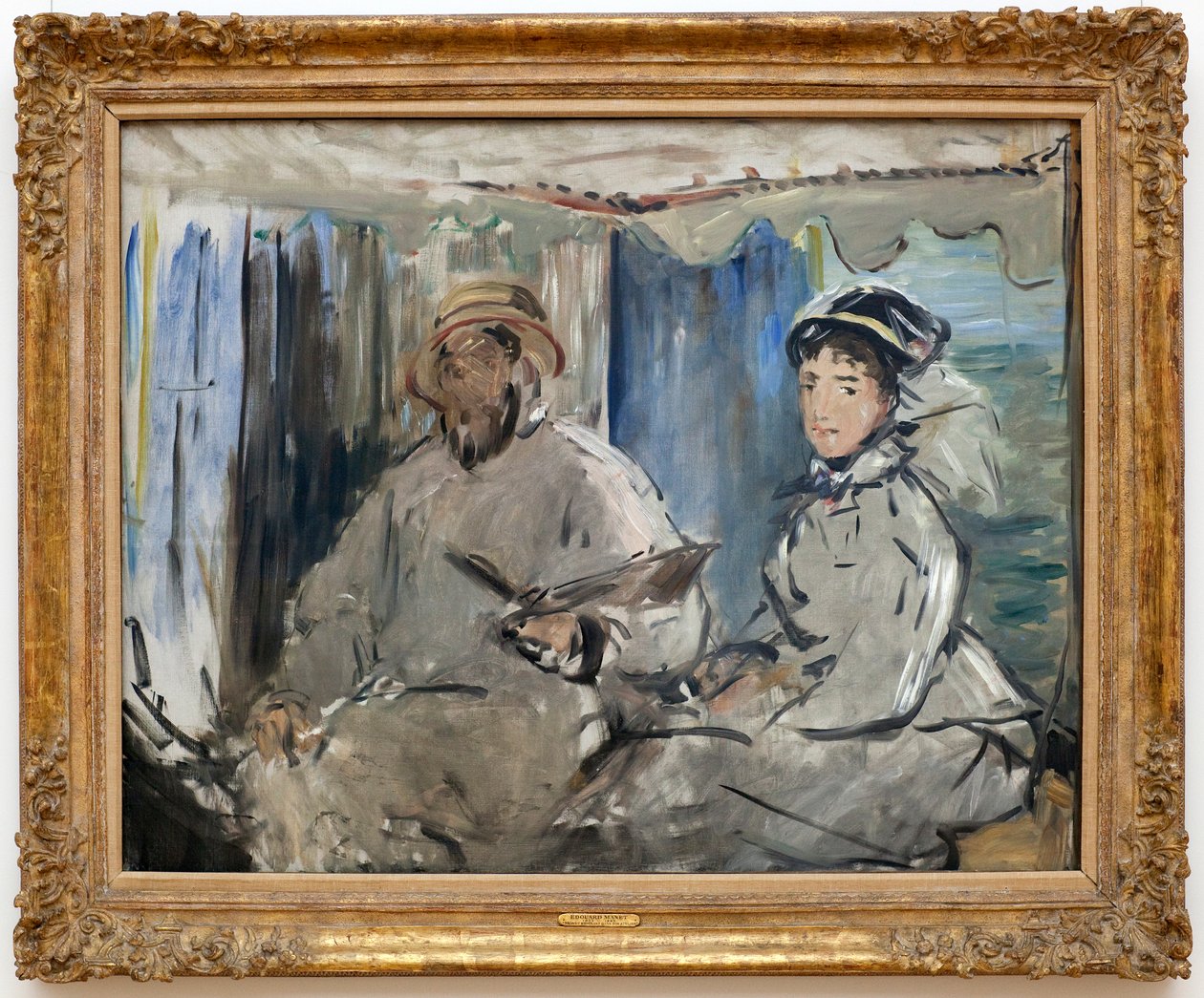 Claude Monet med kona Camille, 1874 av Édouard Manet