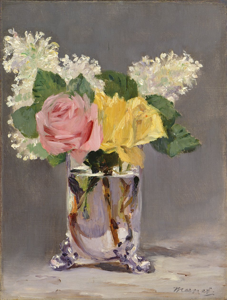 Syriner og roser, 1880 av Édouard Manet