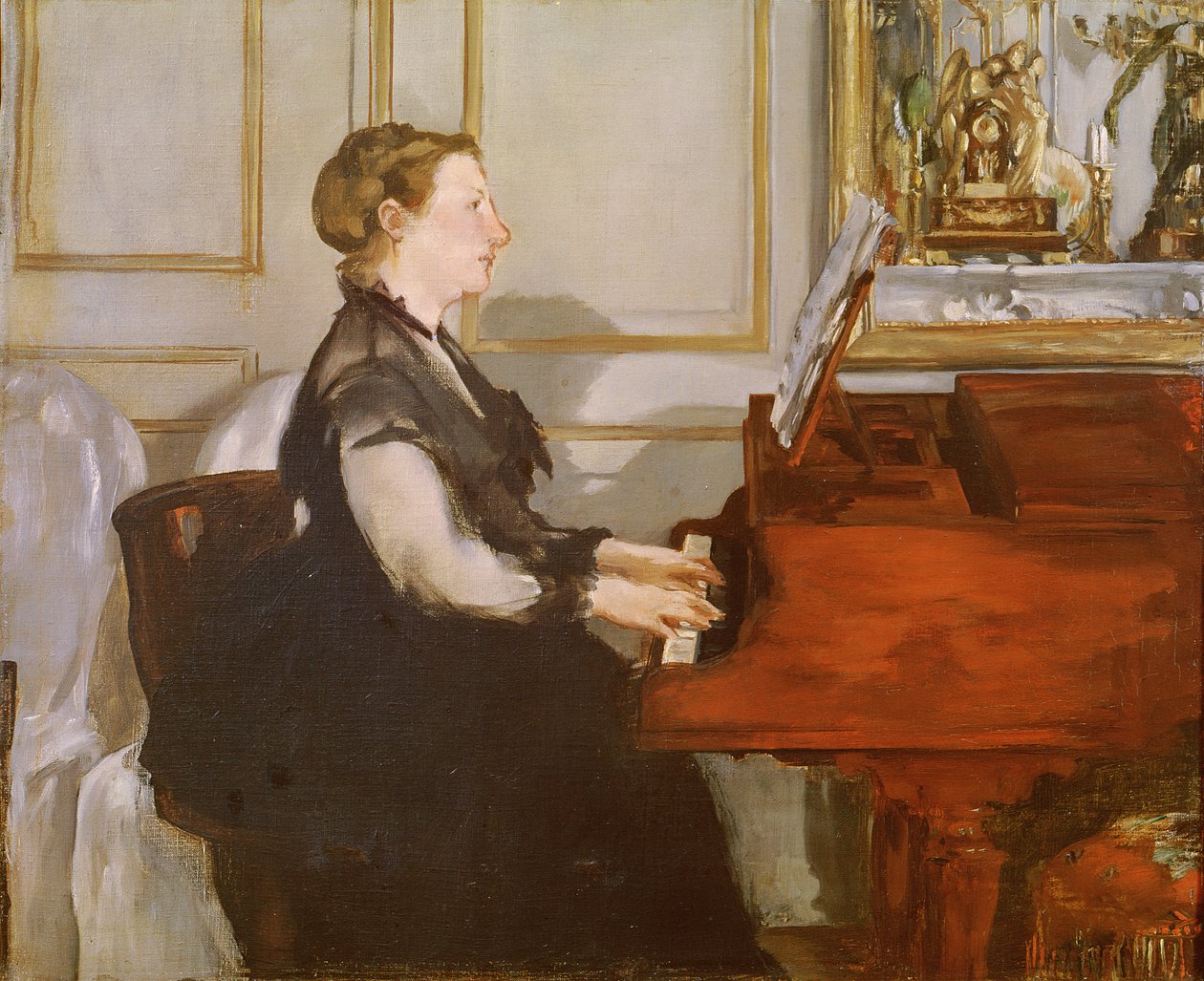 Madame Manet ved pianoet, 1868 av Édouard Manet