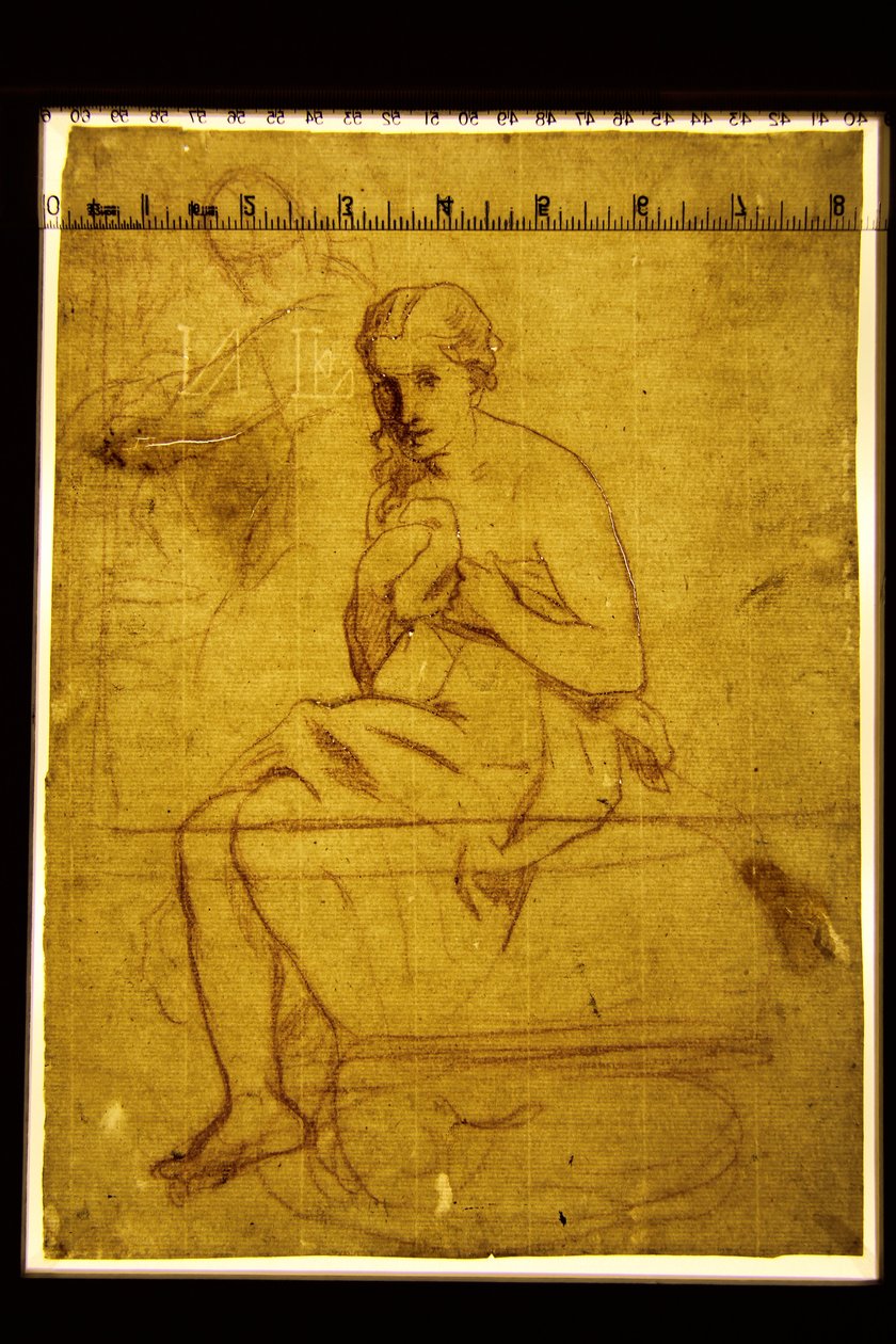 Transmittert lysbilde av La Toilette, 1860 (kritt på papir) (se også 5838671-2) av Édouard Manet