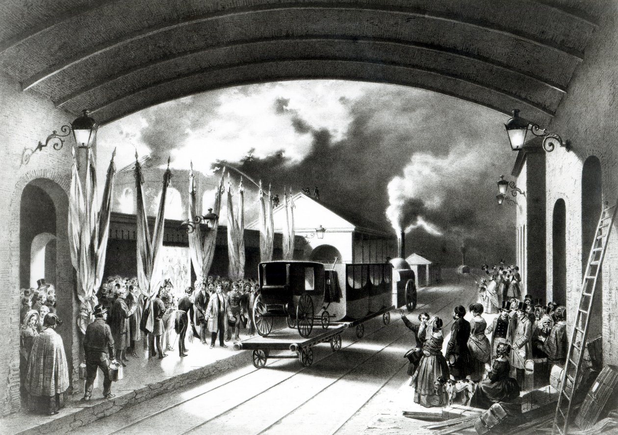 Kong Louis-Philippe av Frankrike dro fra New Cross stasjon, Deptford, 1844 av Edouard Pingret