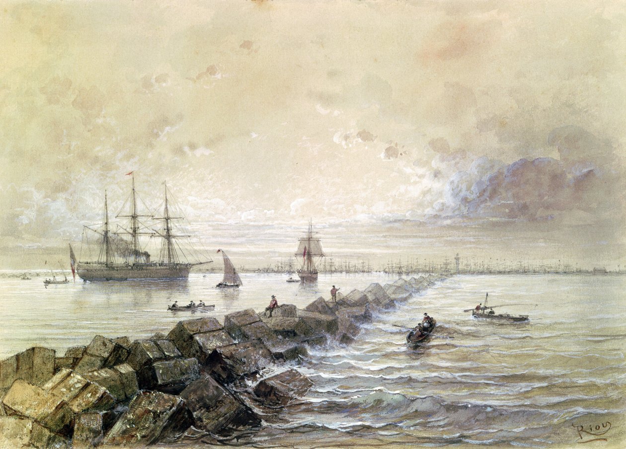 Suezkanalen, fra et suveniralbum til minne om reisen til keiserinne Eugenie (1827-1920) ved innvielsen i 1869 av Edouard Riou