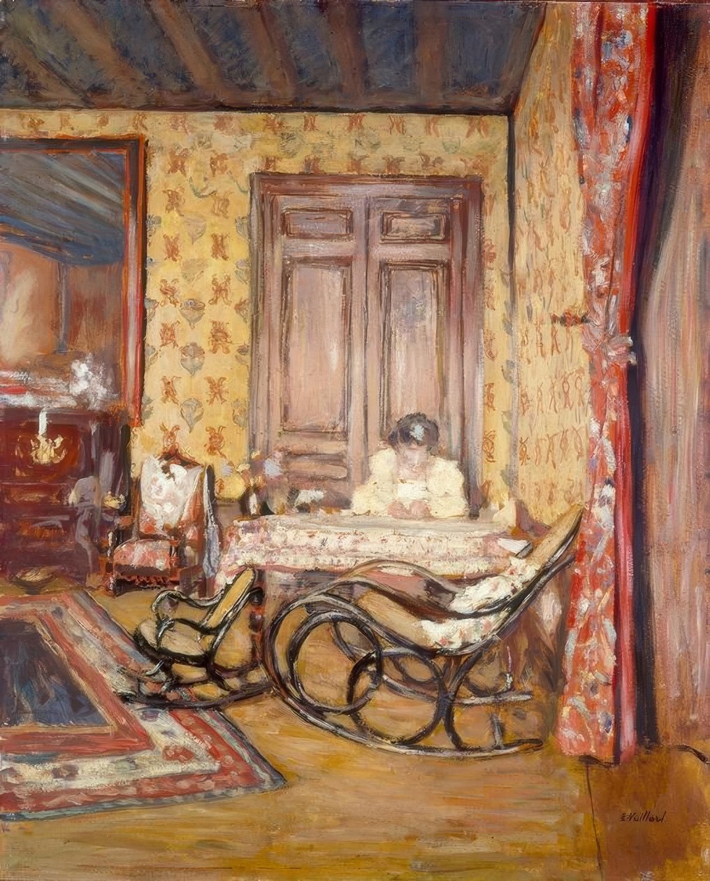 Interiør med gyngestol av Edouard Vuillard