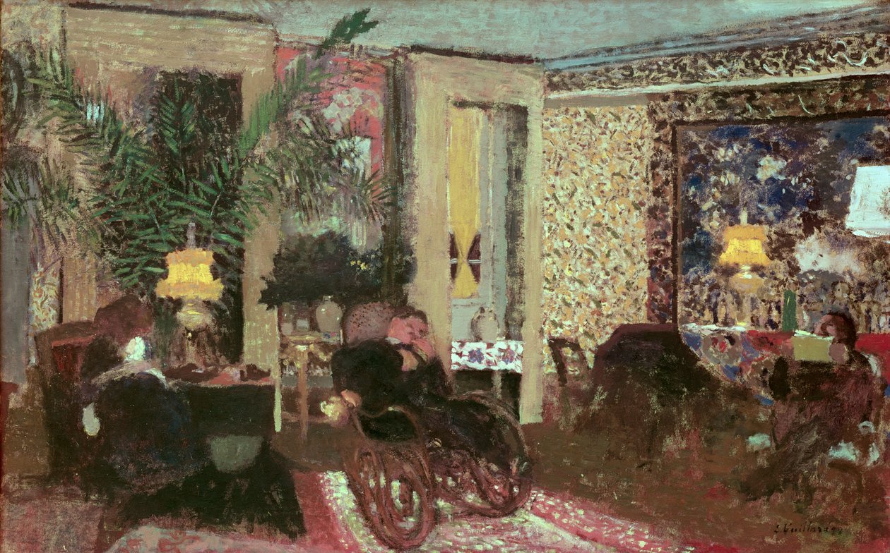 Interiør eller, Salongen med tre lamper, 1899 av Edouard Vuillard