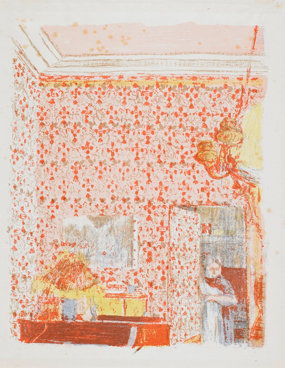 Interiør med rosa oppheng I av Edouard Vuillard