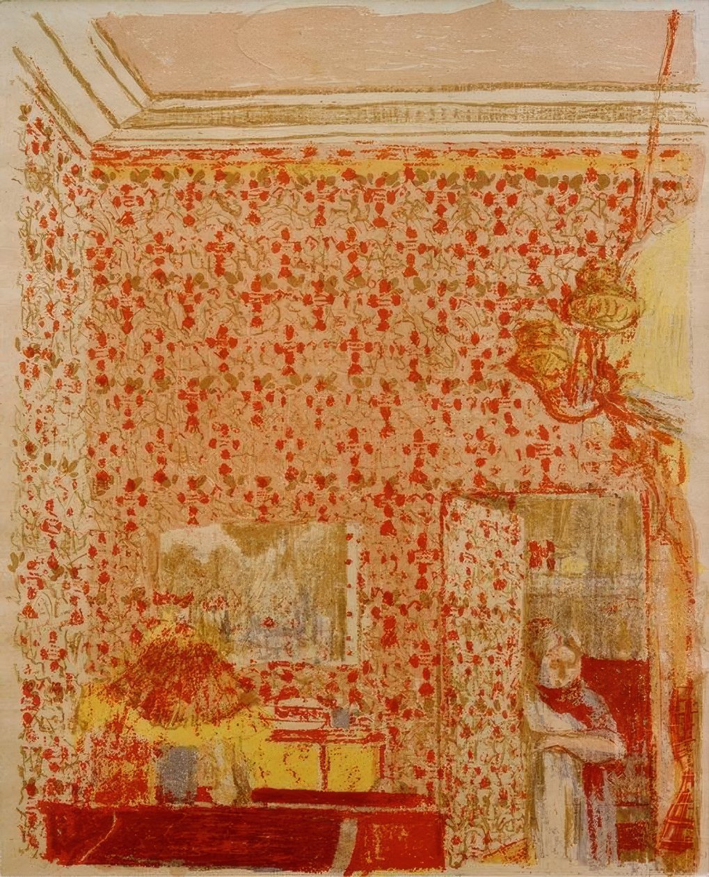 Interiør med rosa oppheng I av Edouard Vuillard
