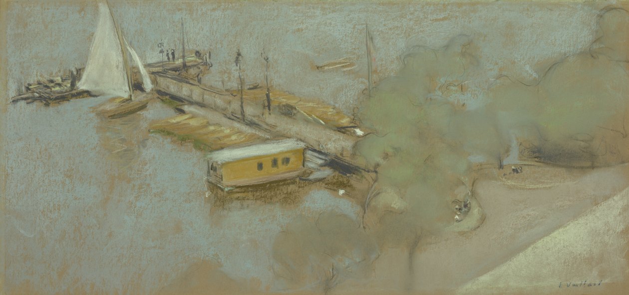 Jetty on the Aussenalster, 1913 (pastell på kort) av Edouard Vuillard