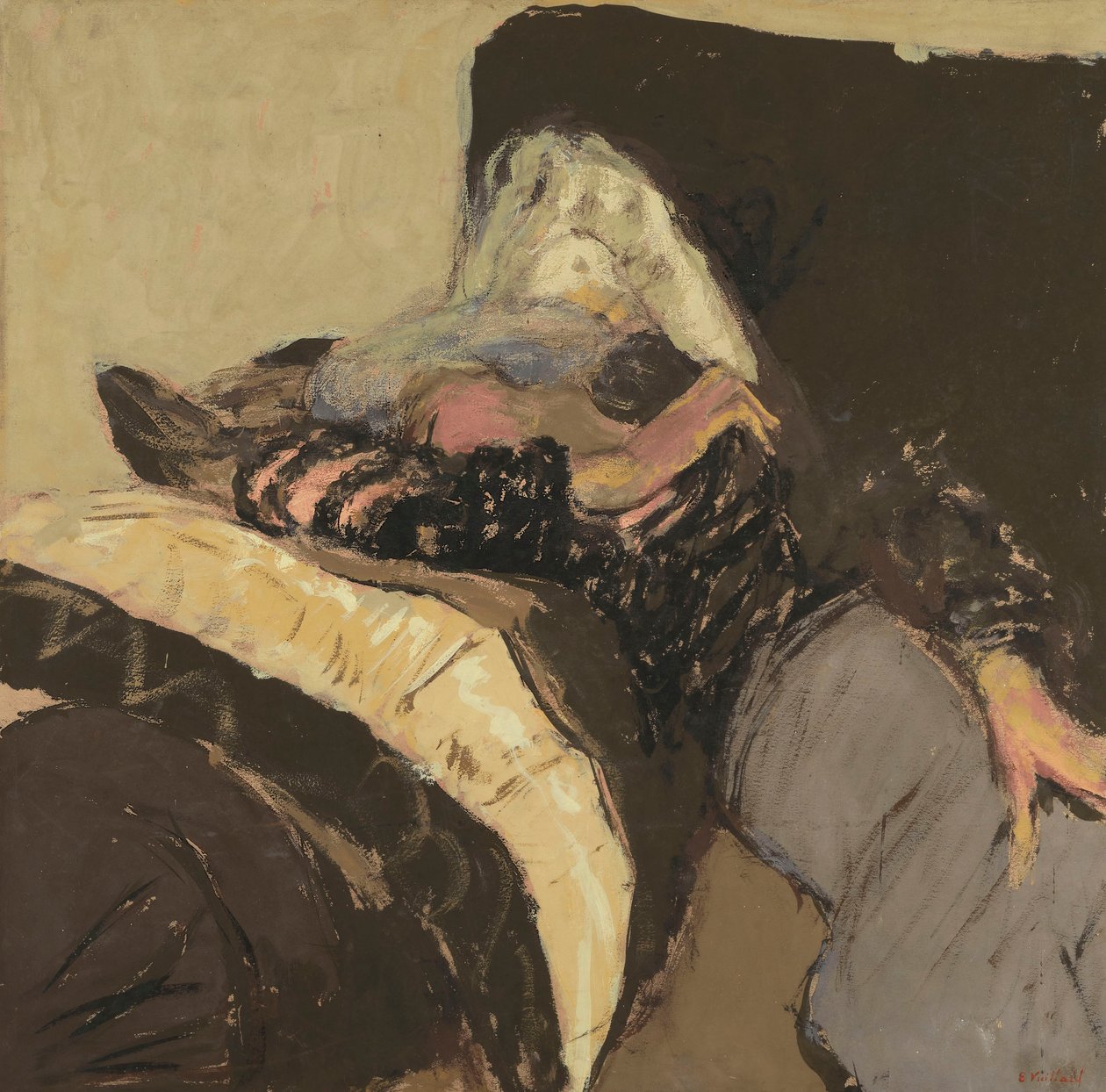 Lucy Hessel sover på en sofa av Edouard Vuillard