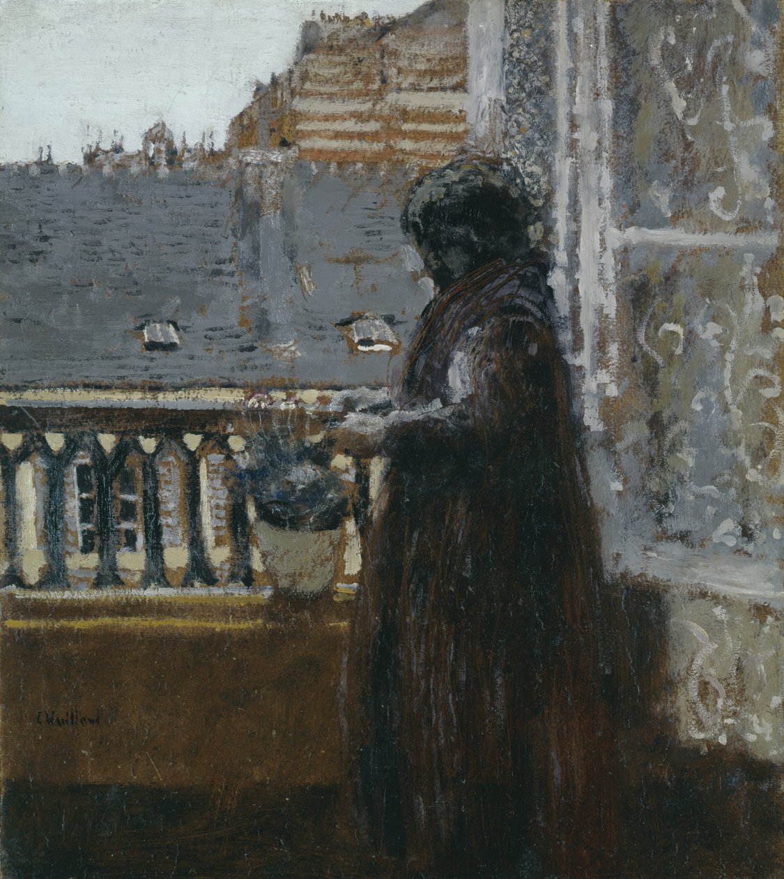 Madame Vuillard på balkongen hennes, ca. 1899 (panel) av Edouard Vuillard