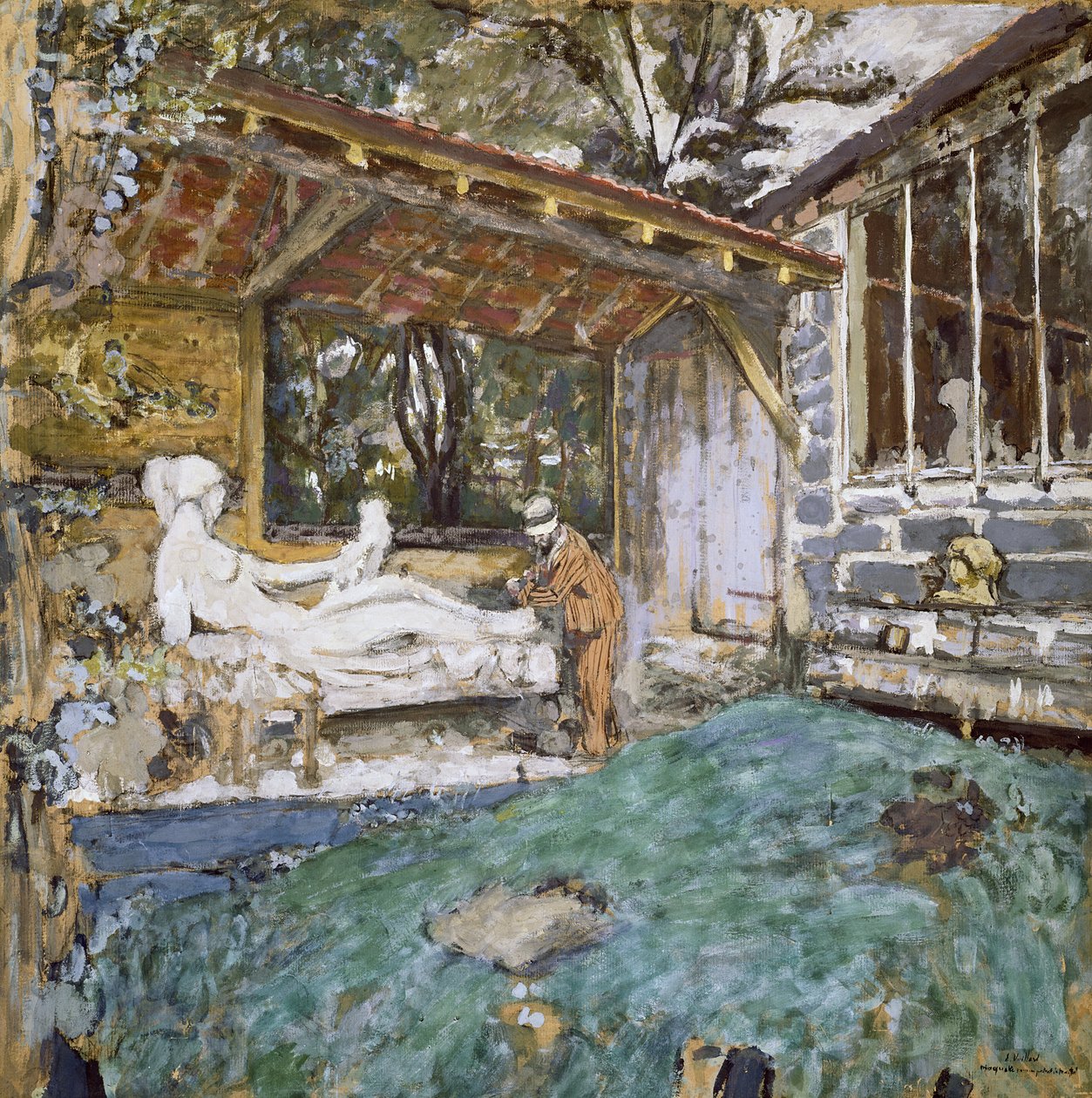 Maillol på jobb på Cezanne Memorial, ca. 1925 av Edouard Vuillard
