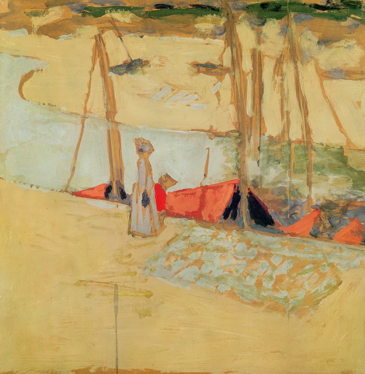 Promenade i havnen ved Le Pouliguen, 1908 (valpesyke på kort) av Edouard Vuillard