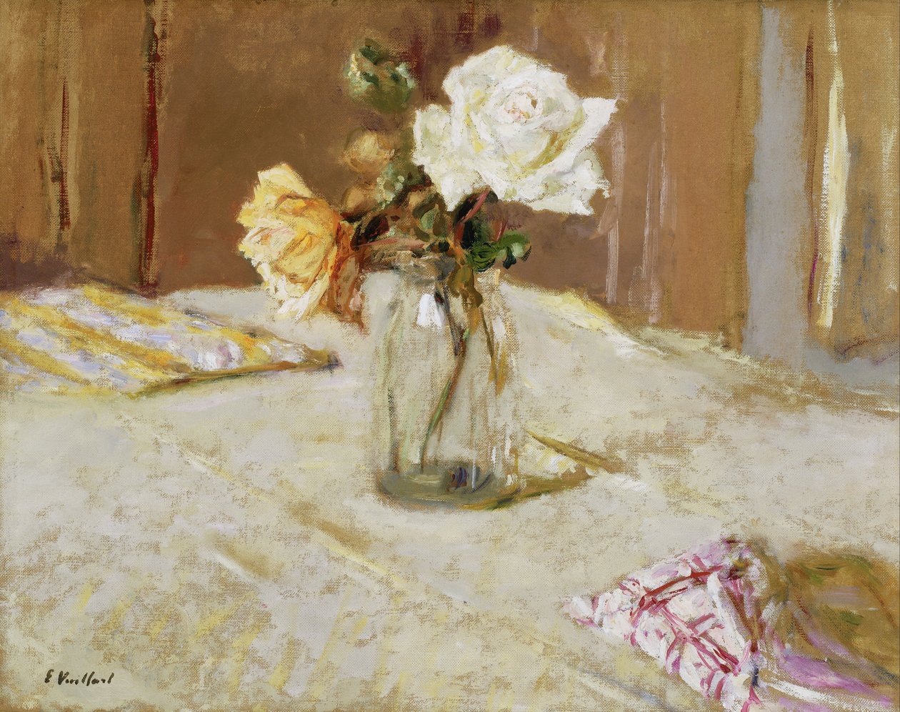 Roser i glassvase av Edouard Vuillard