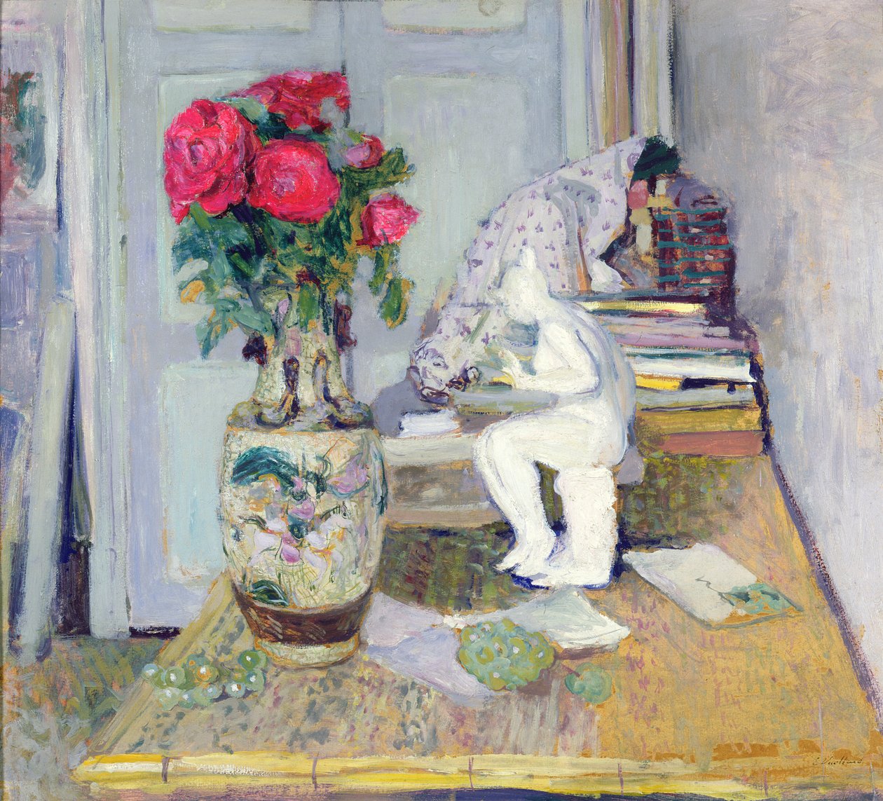 Statuett av Maillol og røde roser, ca. 1903-05 av Edouard Vuillard