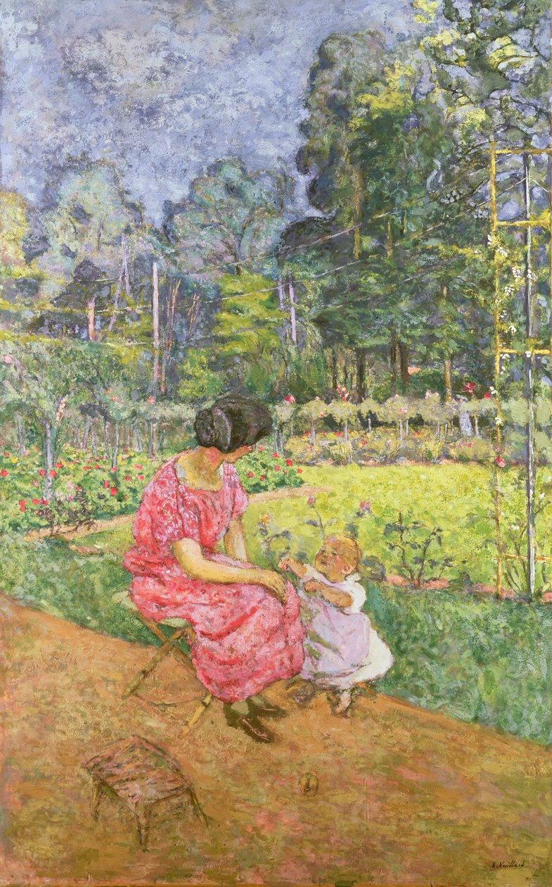 Kvinne og barn i en hage 88; Kvinne og barn i hagen; av Edouard Vuillard
