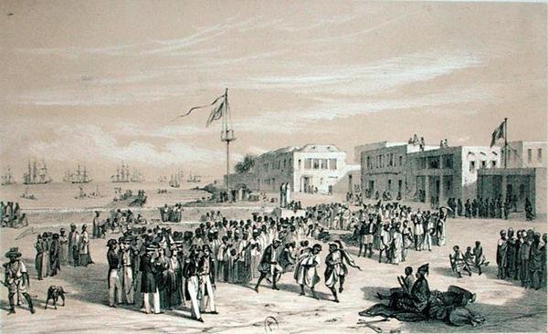 Government Square, Goree Island, Senegal, ca. 1840 (litho) av Edouard Auguste Nousveaux