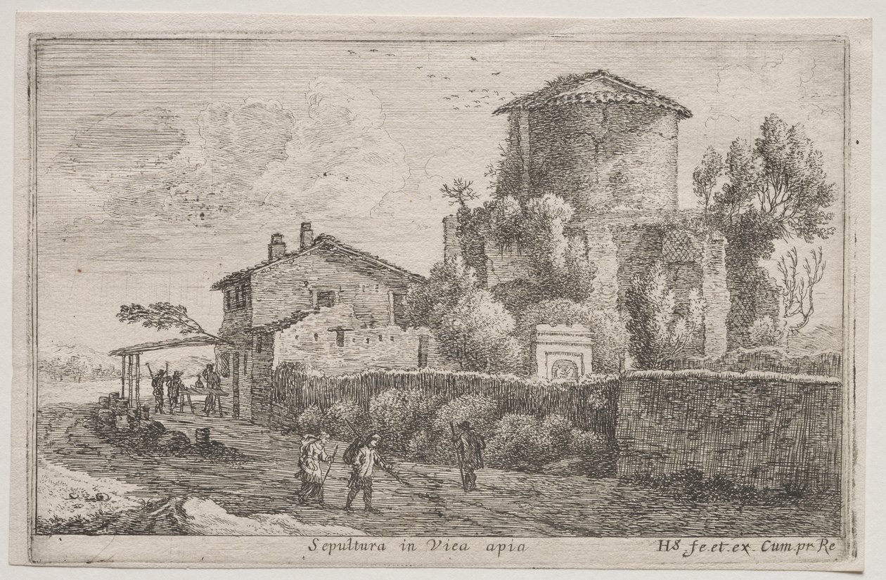 Variert utsikt i og rundt Roma: Grav langs Appian Way av Édouard Baldus