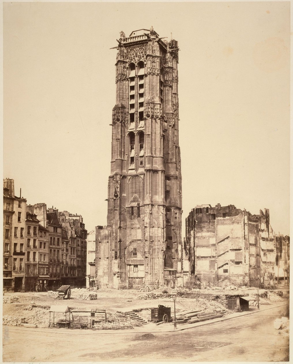 Saint-Jacques-tårnet før restaureringen. 4. arrondissement, Paris. av Édouard Baldus