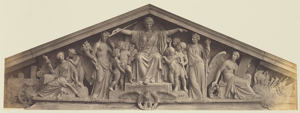 Gavlfeltet på Pavillon Richelieu, Louvre, Paris av Édouard Baldus