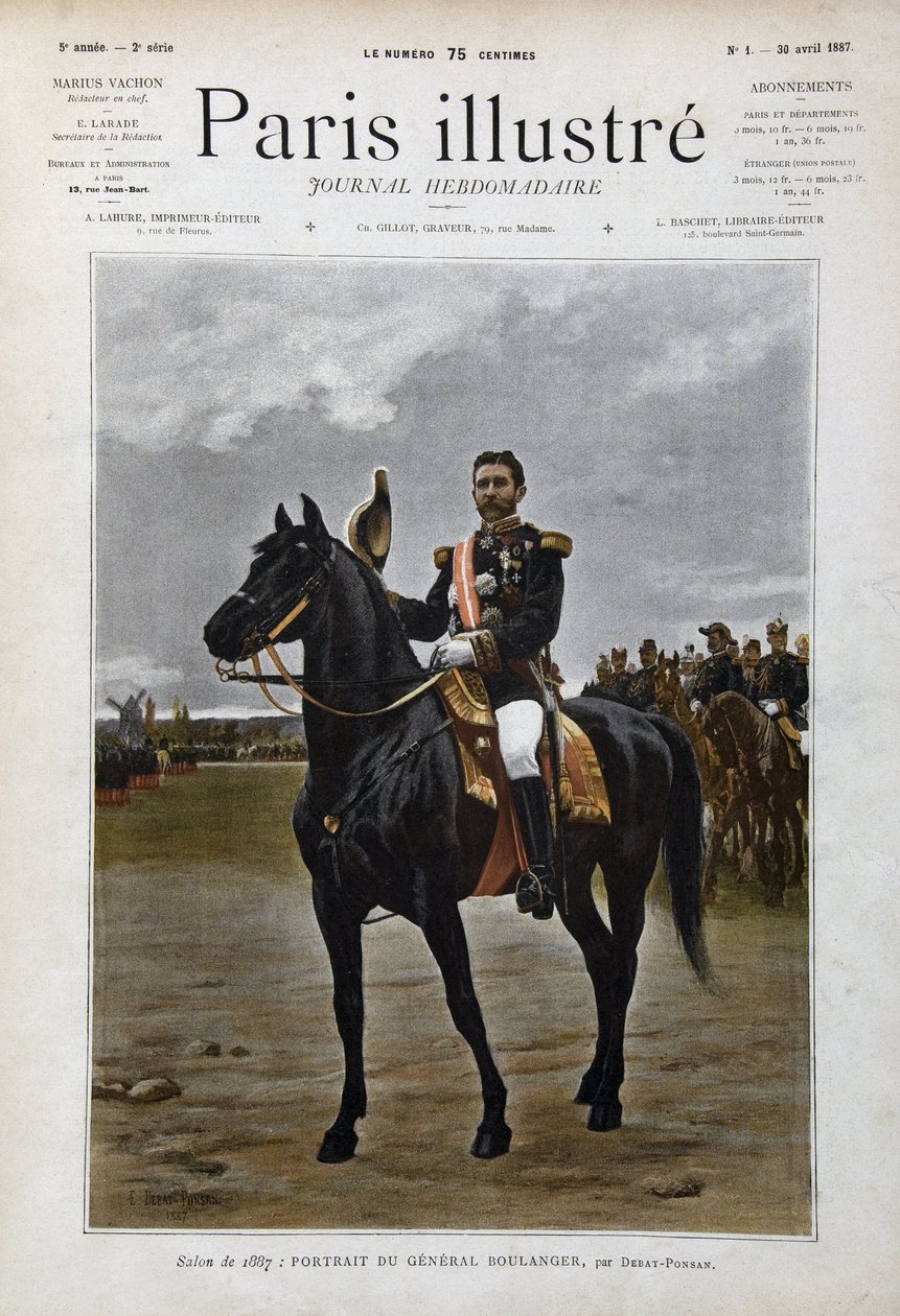 Rytterportrett av general Georges Boulanger (1837-1891), politiker "etter Edouard Debat Ponsan (Debat-Ponsan) av Edouard Debat Ponsan