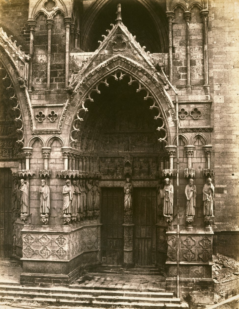 Door of the Virgin, Amiens Cathedral, ca. 1856 (saltet papirtrykk) av Edouard Denis Baldus