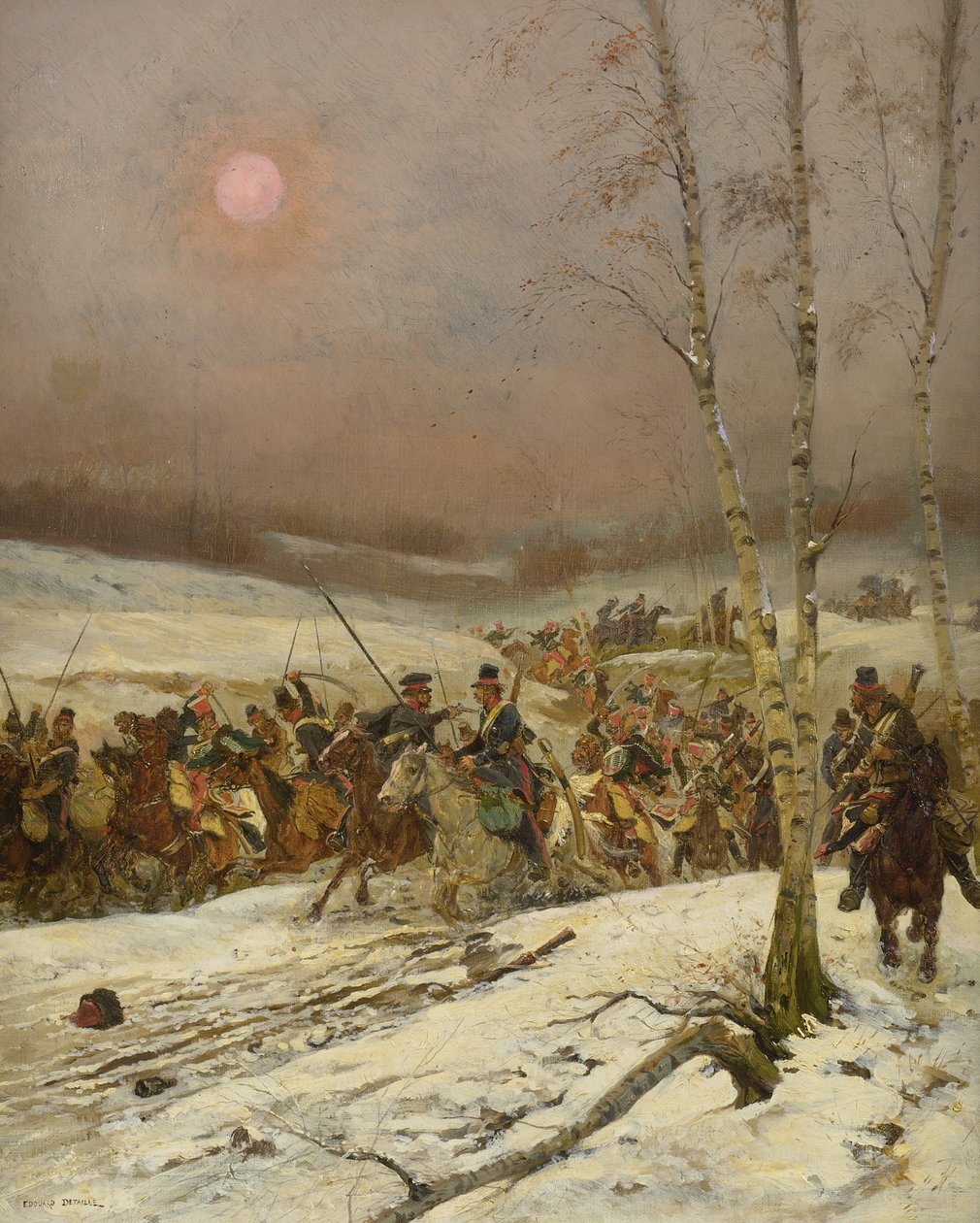 Kosakker som angriper en skvadron av æresvaktene, ca. 1910 av Jean Baptiste Edouard Detaille