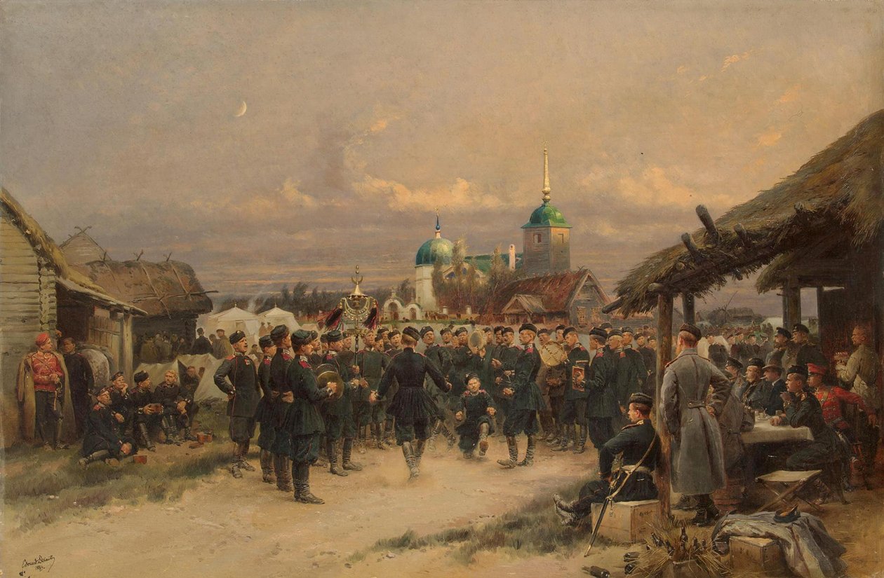 Singers of the Life-Guards 4th The Imperial Familys Rifle Bataljon ved Tsarskoye Selo, 1889 av Jean Baptiste Edouard Detaille