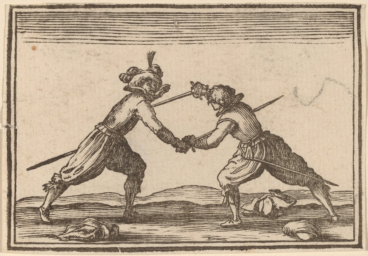 Duell med sverd av Edouard Eckman after Jacques Callot
