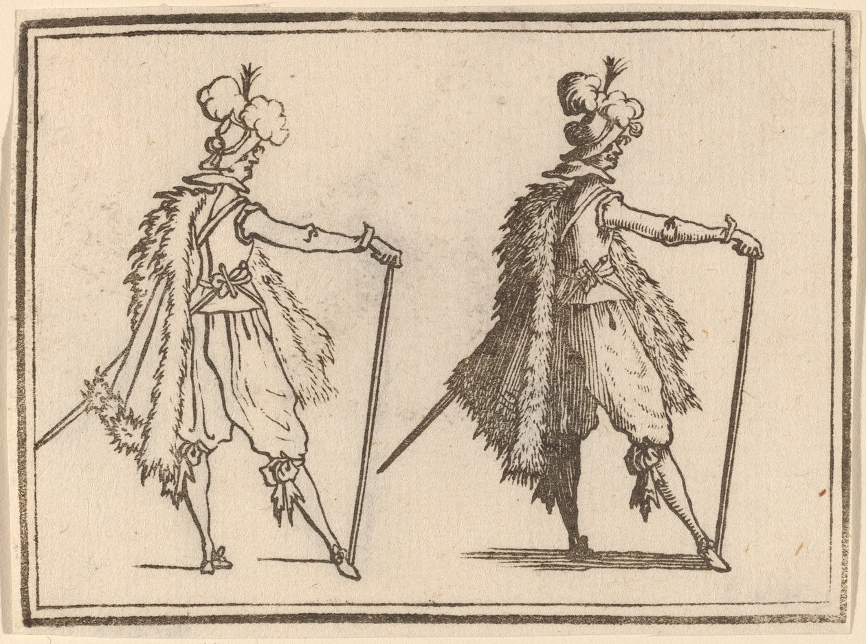 Gentleman med Cane av Edouard Eckman after Jacques Callot