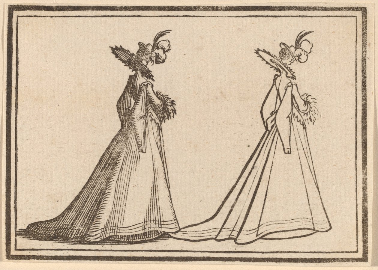 Dame i stor kåpe av Edouard Eckman after Jacques Callot