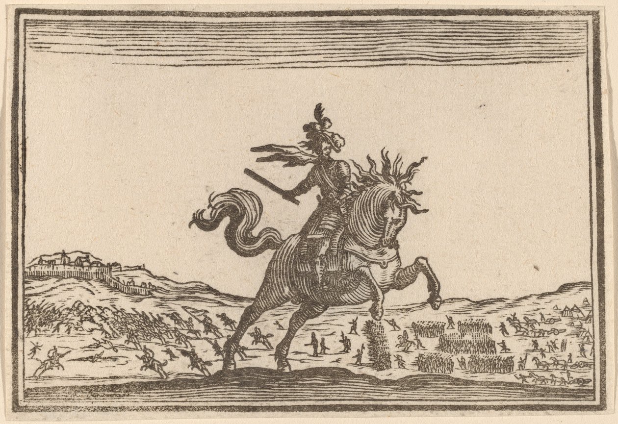 Militærsjef til hest av Edouard Eckman after Jacques Callot