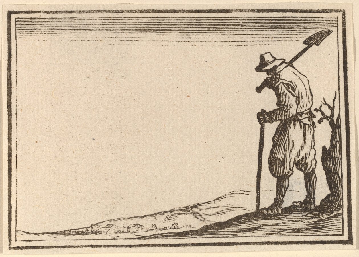 Bonde med spade på skulderen av Edouard Eckman after Jacques Callot