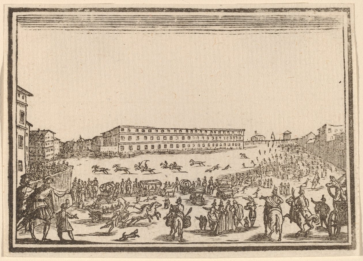 Piazza ved Porta al Prato av Edouard Eckman after Jacques Callot
