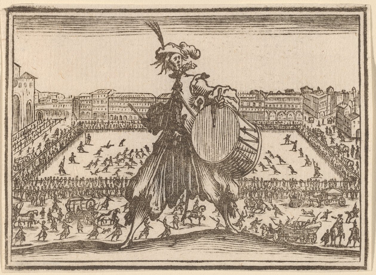Piazza Santa Croce, Firenze av Edouard Eckman after Jacques Callot