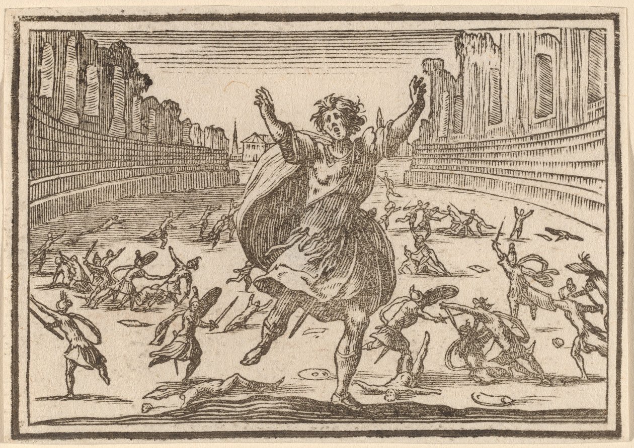 trefning i et romersk sirkus av Edouard Eckman after Jacques Callot