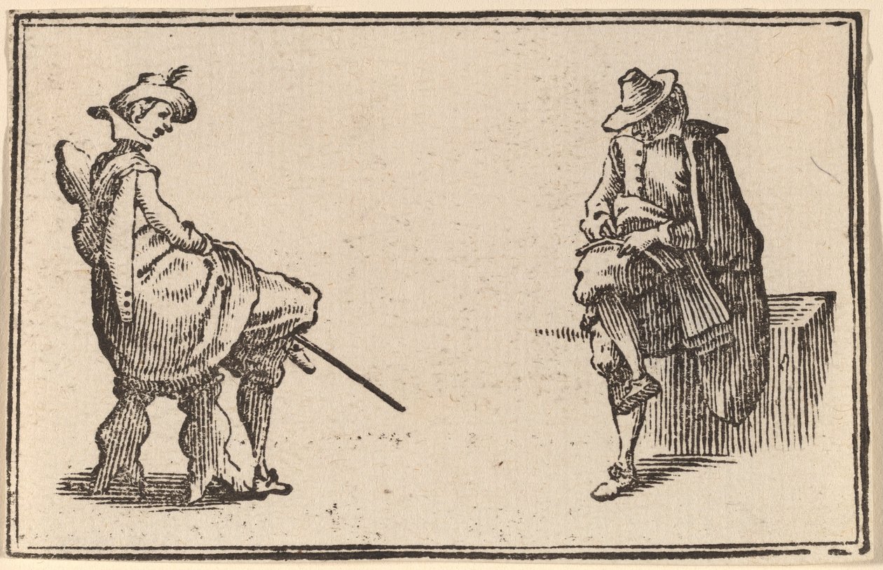To sittende figurer av Edouard Eckman after Jacques Callot