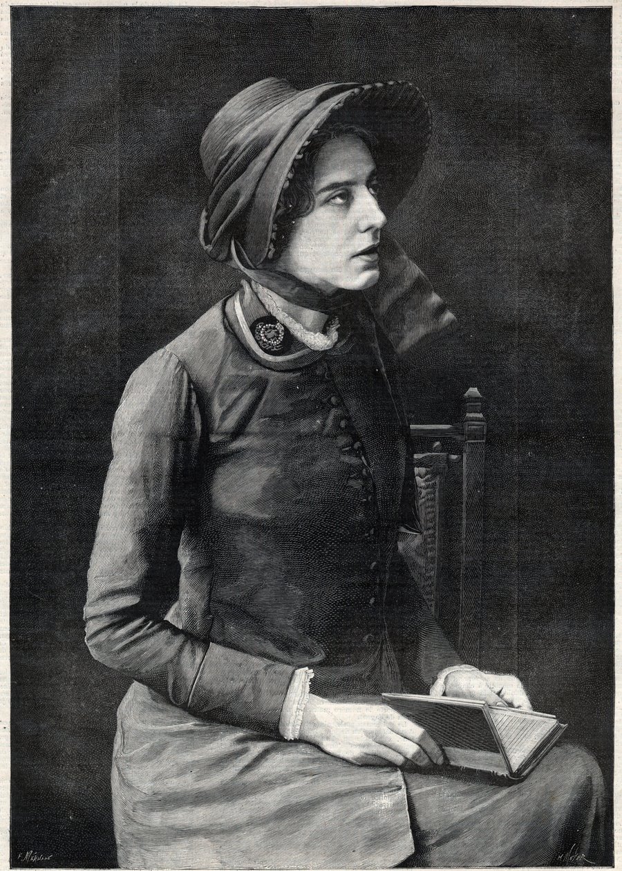Miss Kate Booth (Catherine Booth-Clibborn (Booth Clibborn), marechale of the Salvation Armee (1858-1955) - Gravering av Navellier i "The Illustrous Diary" fra 1891 av Edouard Felicien Eugene Navellier
