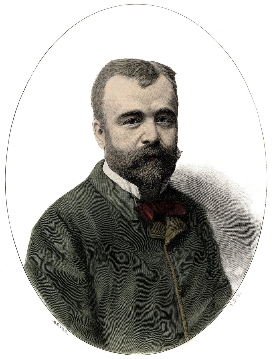 Portrett av Ernest Lavisse (1842-1922), fransk historiker og akademiker - Gravering av Navellier i "Le journal illustrious"" fra 1892 av Edouard Felicien Eugene Navellier