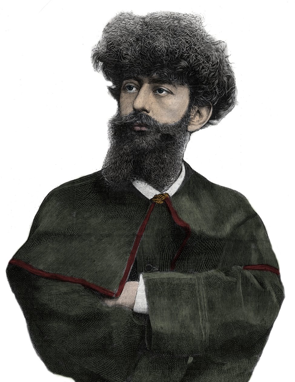Sar Merodack Josephin Peladan, pseudonym til Josephin Peladan (1858-1918) fransk forfatter og okkultist - Gravering av Navellier i "The Illustrous Journal" fra 1892 av Edouard Felicien Eugene Navellier