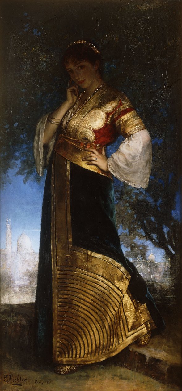 Den vakre marokkanske; Den vakre marokkaneren, 1880 av Edouard Frederic Wilhelm Richter
