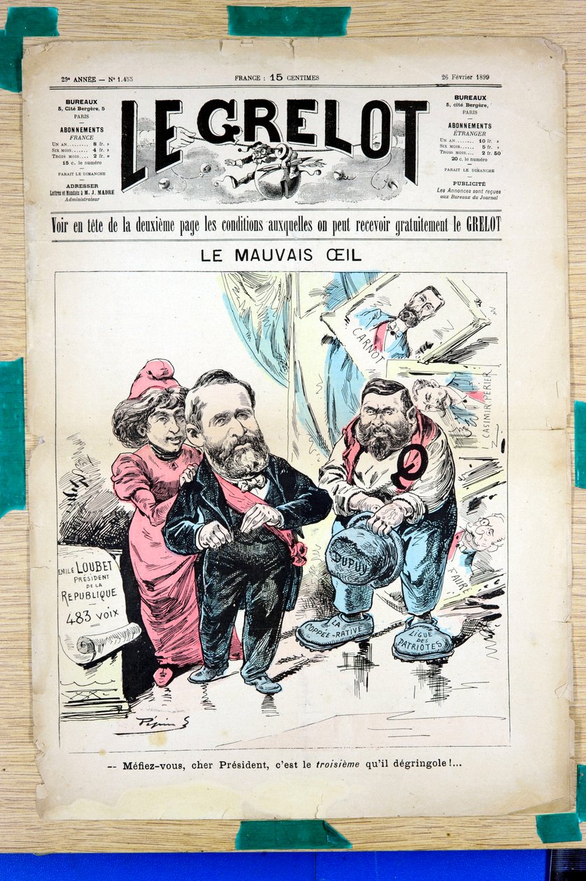Omslag til "" Le Grelot "", Satirical in Colors av Edouard Guillaumin Pepin